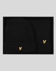 Lyle & Scott Ribbed Beanie and Scarf Set (jet black)