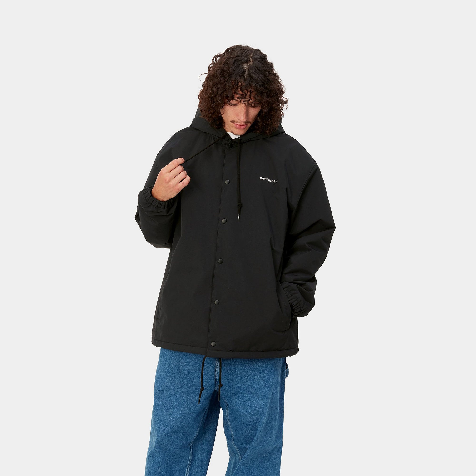 Carhartt WIP Hooded Coach Jacket (black/white) - Blue Mountain Store