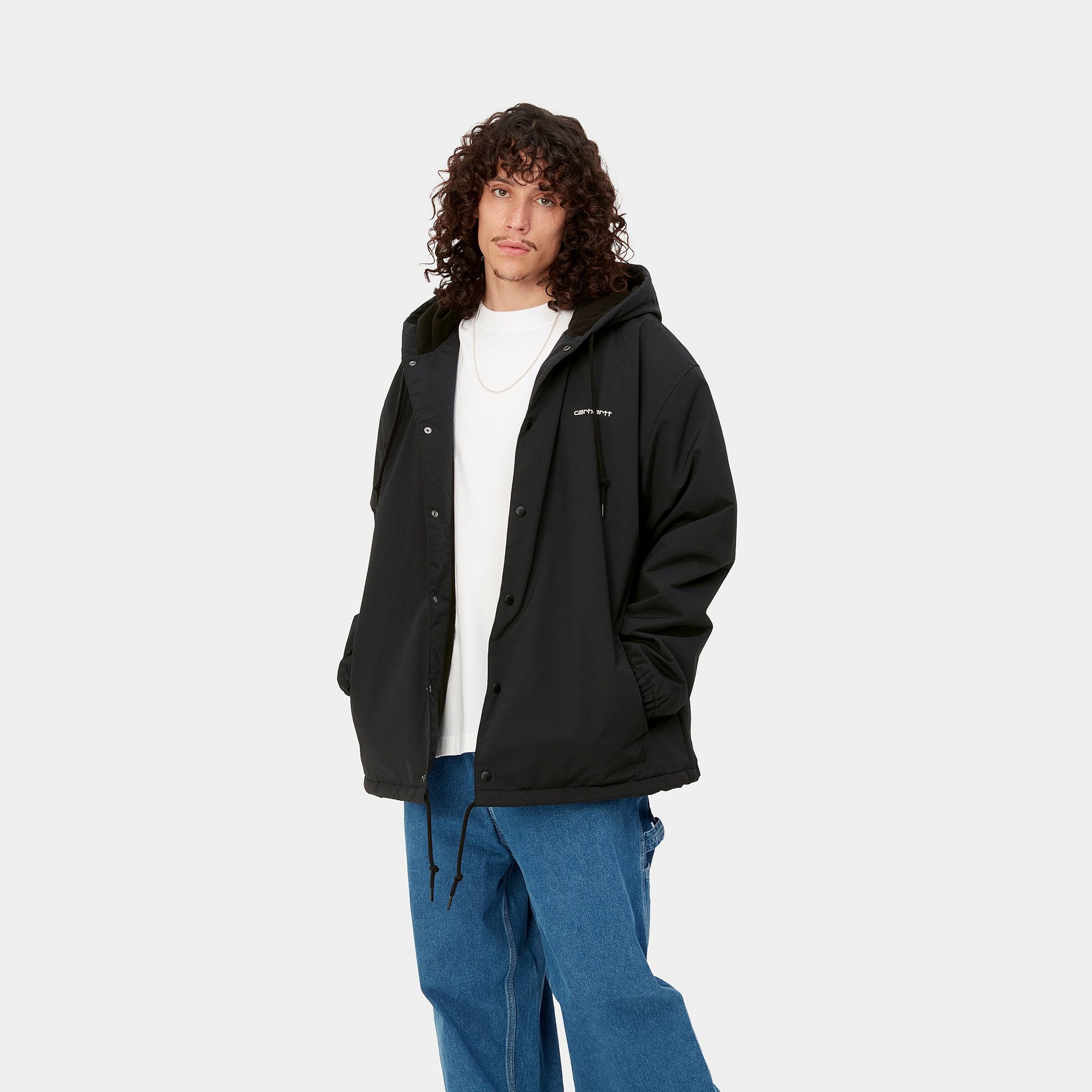 Carhartt WIP Hooded Coach Jacket (black/white) - Blue Mountain Store